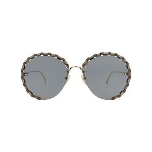Chloé Round-Frame Metal Sunglasses Gold Womens